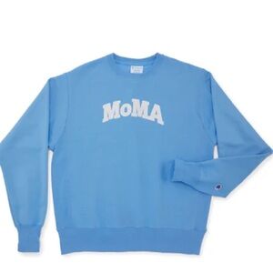 Light blue rare MoMA Champion crew neck sweatshirt